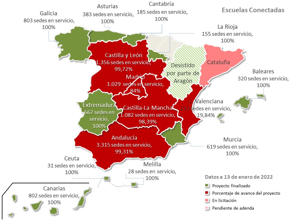 escuelas conectadas mapa enero 2022